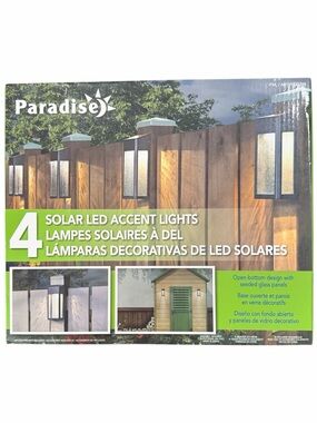 New in Box Paradise 4-Pack Solar LED Outdoor Accent Lights Warm White 3500K